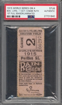 1915 World Series Game 4 Ticket Stub - Babe Ruths First Full Season (PSA) 